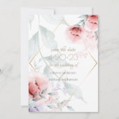 Save the date | Koraal/Lila Aquarelle Peony (Voorkant)