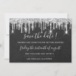 Save The Date Kraft Zilver Grijs Drip Grafiet