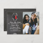 Save The Date Krijt Schedels Foto Kaart Gothic (Voorkant / Achterkant)