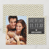 SAVE THE DATE krijtbord chevron glitterschrift oud (Voorkant / Achterkant)