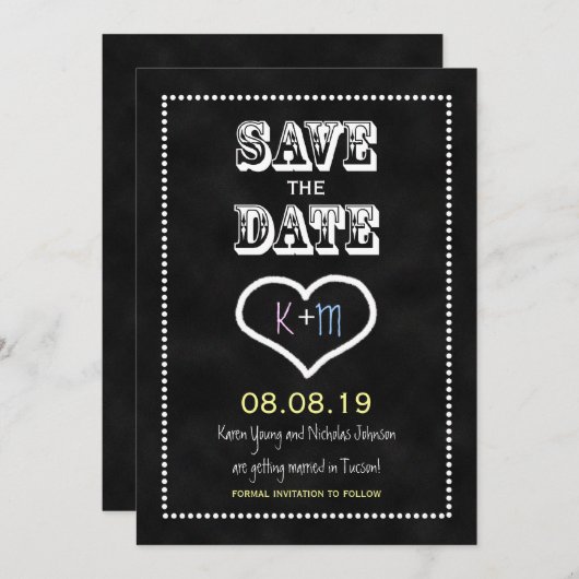 Save the Date Krijtbord of Schoolbord Uitnodiging (Voorkant / Achterkant)