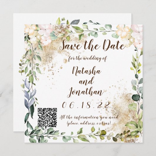 Save the Date Kruiden Design Kaart (Voorkant / Achterkant)