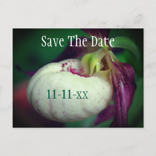 Save The Date Lady Slipper Flower Personalized Aankondigingskaart (Voorkant)