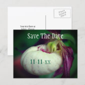 Save The Date Lady Slipper Flower Personalized Aankondigingskaart (Voorkant / Achterkant)