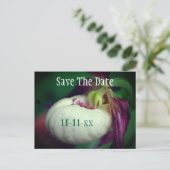Save The Date Lady Slipper Flower Personalized Aankondigingskaart (Staand voorkant)