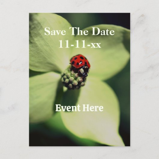 Save The Date Ladybug On Flower Aankondigingskaart (Voorkant)