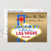Save the Date Las Vegas Huwelijk goud Aankondigingskaart (Voorkant / Achterkant)