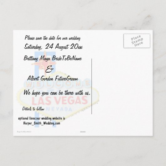 Save the Date Las Vegas Huwelijk goud Aankondigingskaart (Achterkant)