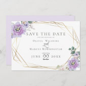 Save the date | Lavender Waterverf Peony Flower Kaart (Voorkant / Achterkant)