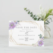 Save the date | Lavender Waterverf Peony Flower Kaart (Staand voorkant)