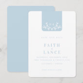 SAVE THE DATE lentetuin takje logo bord blauw Kaart (Voorkant / Achterkant)