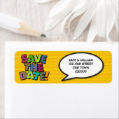 SAVE THE DATE Leuk Retro Strip Pop Art Etiket (Insitu)