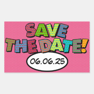 SAVE THE DATE Leuk Retro Strip Pop Art Rechthoekige Sticker