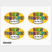 SAVE THE DATE Leuk Retro Stripboek Pop Art Ovale Sticker (Vel)