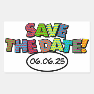 SAVE THE DATE Leuk Retro Stripboek Pop Art Rechthoekige Sticker
