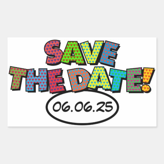 SAVE THE DATE Leuk Retro Stripboek Pop Art Rechthoekige Sticker (Voorkant)