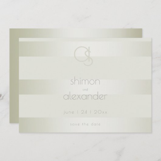 Save the date | Lichtmakend Bleek moss Stripe Mono (Voorkant / Achterkant)