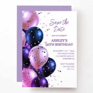 Save the Date Lichtpaarse 50e Verjaardagsfeestje Kaart