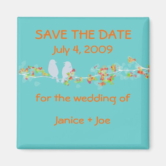 Save the Date liefde vogels magneet (Voorkant)