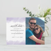 Save the date | Lila Waterverf Slag Kaart (Staand voorkant)