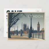 Save the date | Londen Aankondigingskaart (Voorkant / Achterkant)