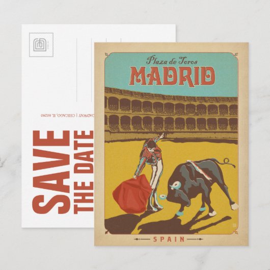 Save the date | Madrid, Spanje Aankondigingskaart (Voorkant / Achterkant)