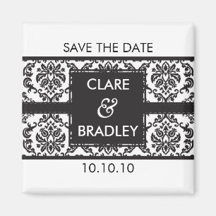 SAVE THE DATE :: magneet :: damask - zwart