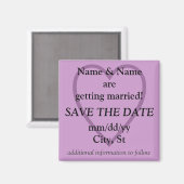 SAVE THE DATE magneet - lila met hart (Voorkant / Achterkant)