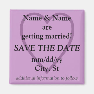 SAVE THE DATE magneet - lila met hart