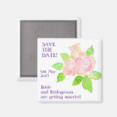 'Save the Date' Magneet,  Roze Rozen Magneet (Voorkant / Achterkant)