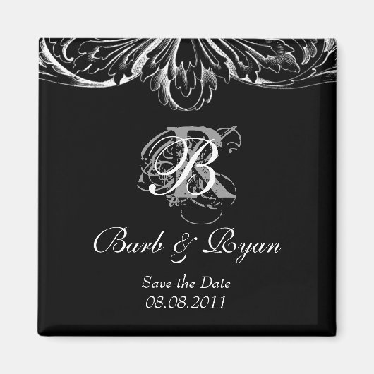 Save the Date Magnet Antiek Architecture Black (Voorkant)