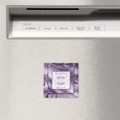 Save the Date Magnet Bloemenblad Paarse Zilver SQ (Insitu (Vaatwasser))