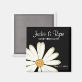 Save the Date Magnet Daisy Wedding Wit Zwart (Voorkant / Achterkant)