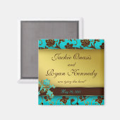 Save the Date Magnet Elegant Goud Bloemen BB 2 (Voorkant / Achterkant)