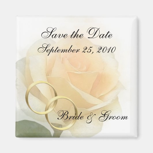Save the Date Magnet - Gele Roos w / Ringen (Voorkant)