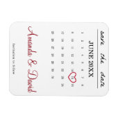 Save the Date Magnet - maand kalender hart Magneet (Horizontaal)