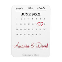 Save the Date Magnet - maand kalender hart