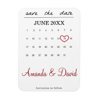 Save the Date Magnet - maand kalender hart Magneet