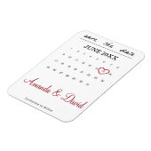 Save the Date Magnet - maand kalender hart Magneet (Linkerzijde)