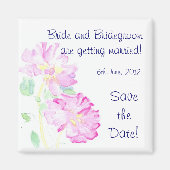  'Save the Date' Magnet, Roze rozen Magneet (Voorkant)