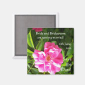  'Save the Date' Magnet, Roze rozen Magneet (Voorkant / Achterkant)