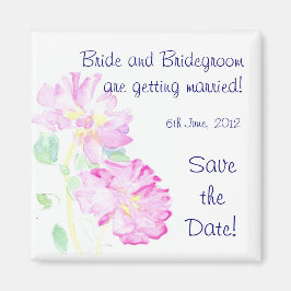 'Save the Date' Magnet, Roze rozen Magneet