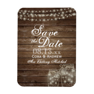 Save the Date Magnet - Rustieke Mason Jar Lights Magneet
