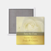 Save the Date Magnet, witte roos Magneet (Voorkant / Achterkant)
