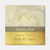 Save the Date Magnet, witte roos Magneet (Voorkant)