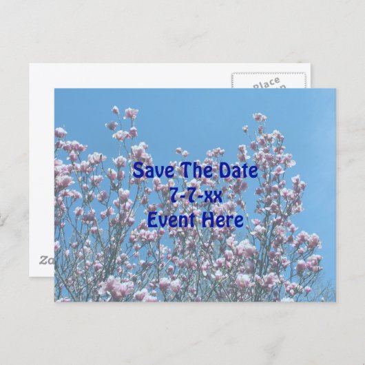 Save The Date Magnolia Flower Blossoms Aankondigingskaart (Voorkant / Achterkant)