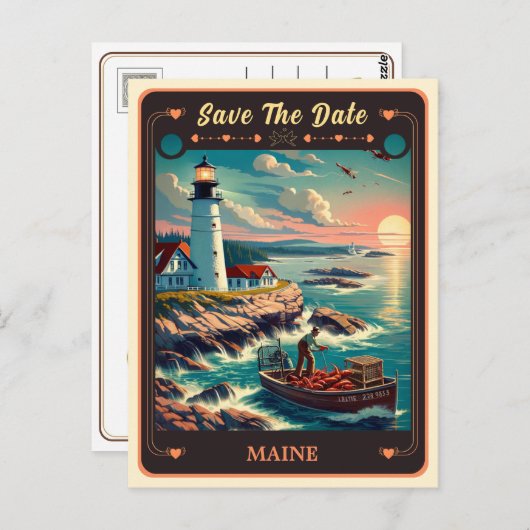 Save the date | Maine Invitation Briefkaart (Voorkant / Achterkant)