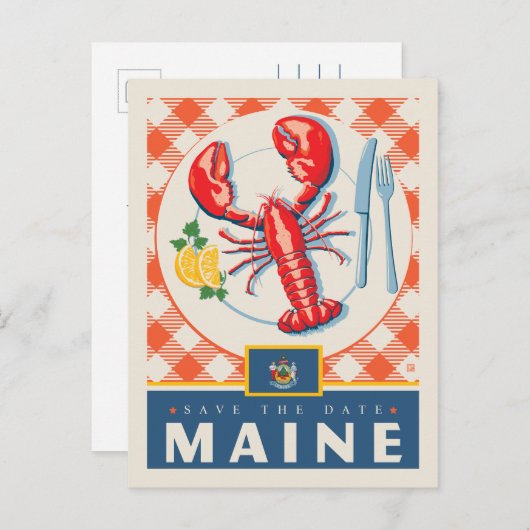 Save the date | Maine Uitnodiging Briefkaart (Voorkant / Achterkant)