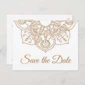 Save the Date Mandal Bruiloft Verloving Bruin Boho Briefkaart (Voorkant / Achterkant)