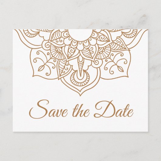 Save the Date Mandal Bruiloft Verloving Bruin Boho Briefkaart (Voorkant)